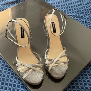 Nine West Silver Sparkle Strapped Heel